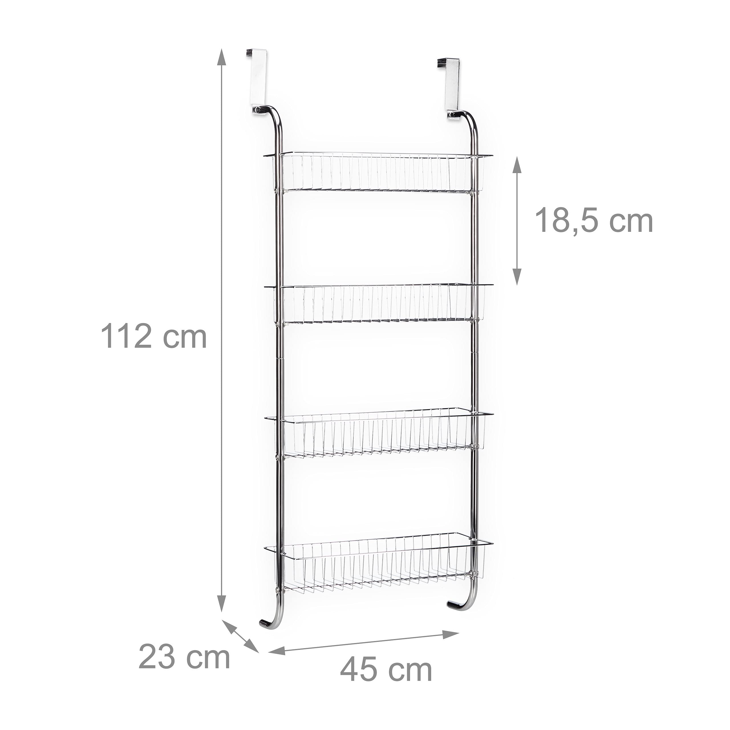 Relaxdays Estantería de Pared para baño, Mueble de Ducha, Metal Cromado, para Colgar, 112x45x23 cm, 1 Ud., Plateado