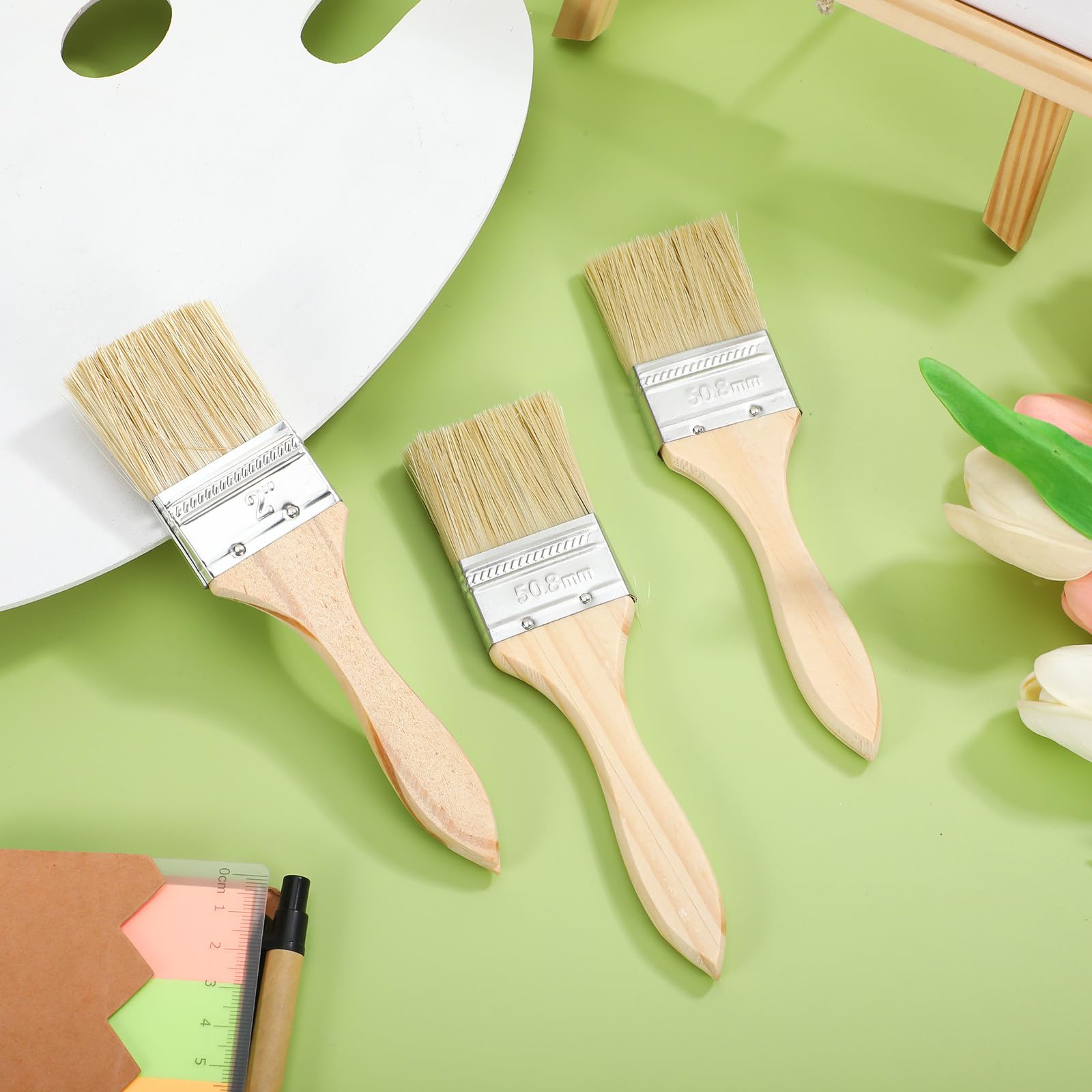 Lurrose 30pezzi Pennelli Con Manico in Legno Per Pittura Pennello Piatto Per Vernice Su e Recinzioni Per Interni Ed Esterni