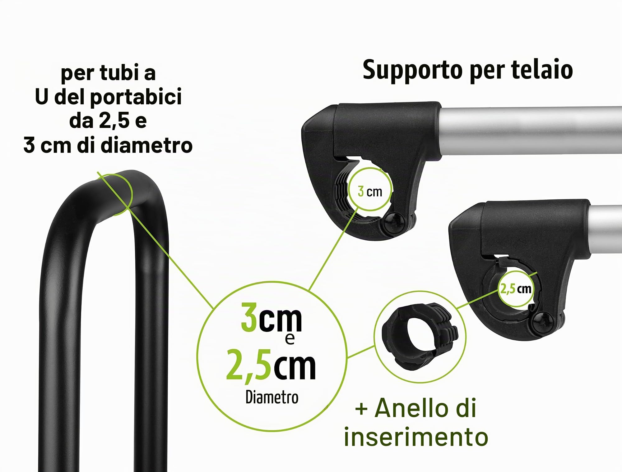 Supporto per telaio lungo Ø 25 + 30 mm