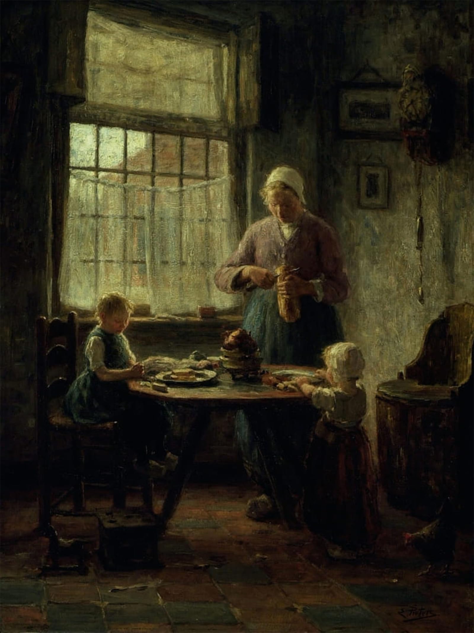 Artxlxxbn No Frame Famous Art Print Poster Vintage Wall Art A Family Meal By Evert Pieters Canvas Art Poster For Home Decor 60X90cm
