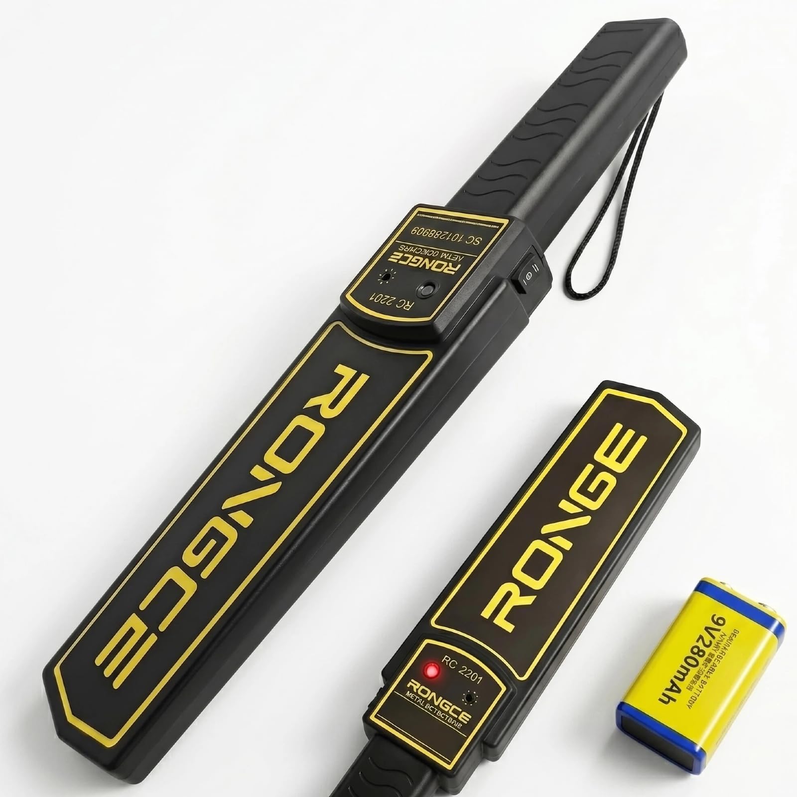 Handheld Metal Detector Wand, Adjustable Sensitivity Metal Detector with Sound Vibration Modes, Includes Belt Holster & Battery, Detects Various Metal Objects, Black-image-1