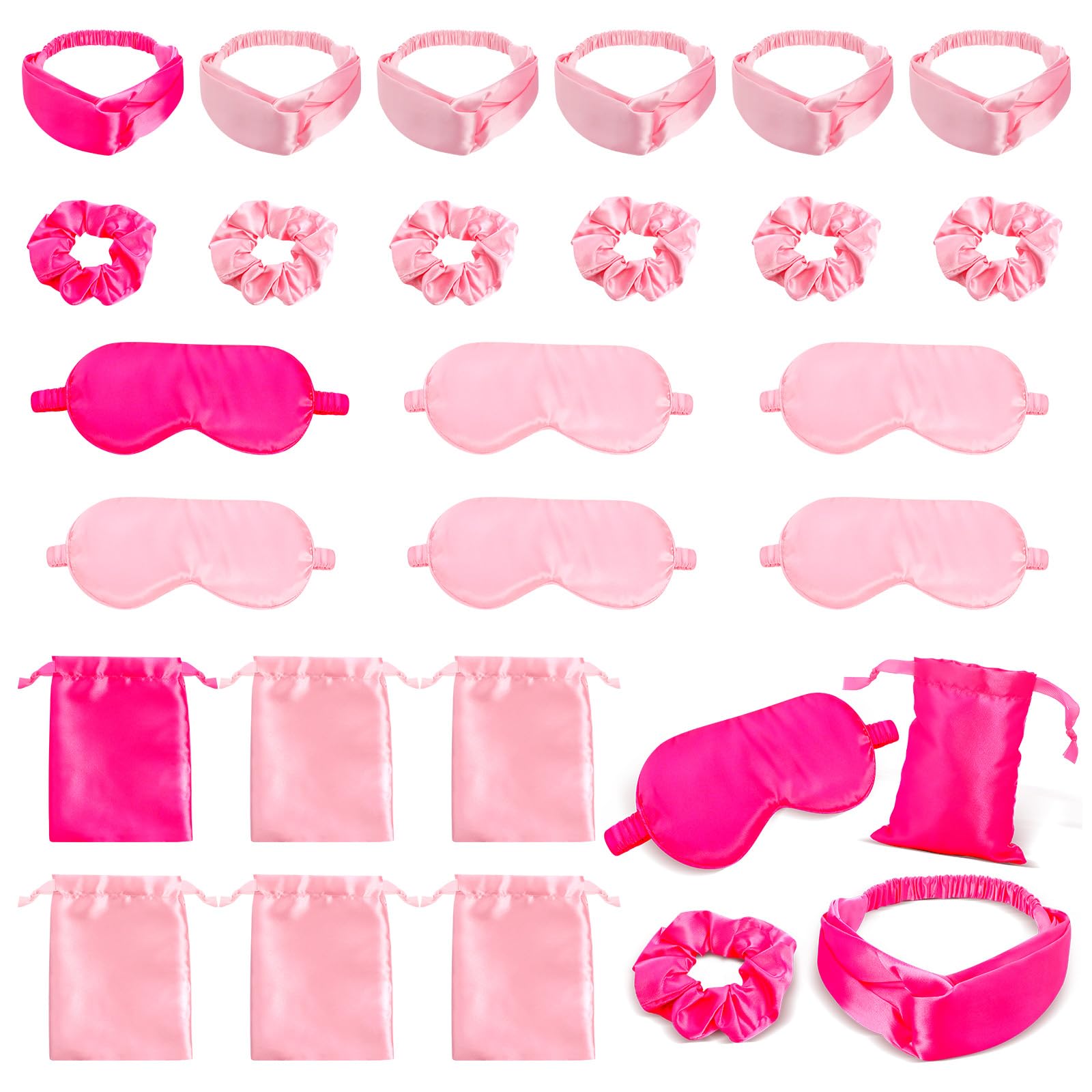 Yomaiha 24PCS Sleepover Party Supplies for Women Girls Include Spa Headbands Eye Masks Hair Scrunchies Storage Bags Sleepover Stuff for Spa Slumber