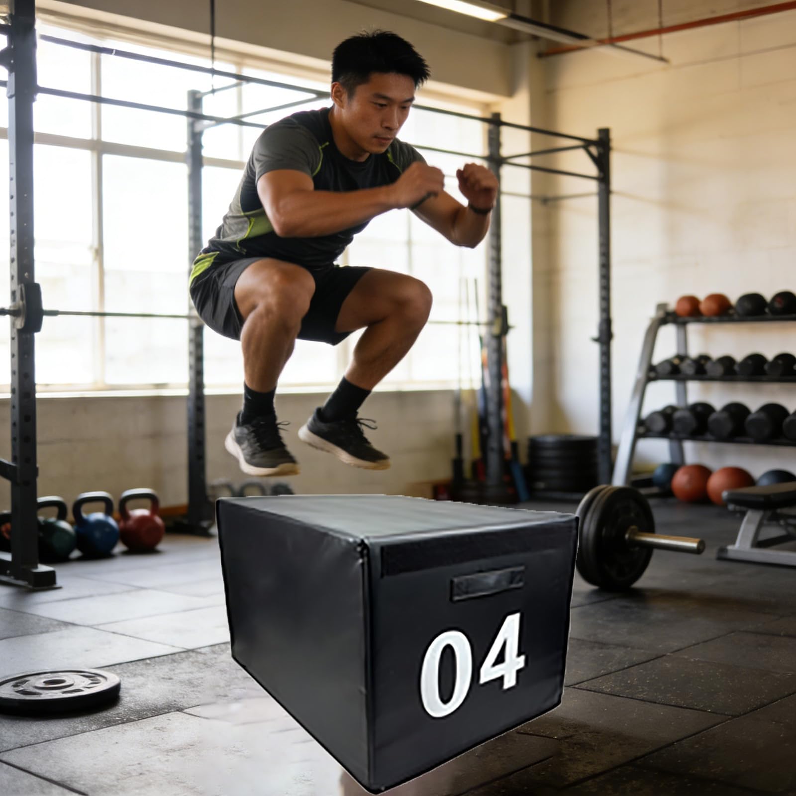 HAZEK Soft Plyometric Box 4-in-1 per Adulti — Box da Salto in Schiuma Antiscivolo — Attrezzatura Fitness per Home Gym — Ideale per e Allenamento Pliometrico(Size:（90x55x40cm） 35.4x21.6x15.7in)