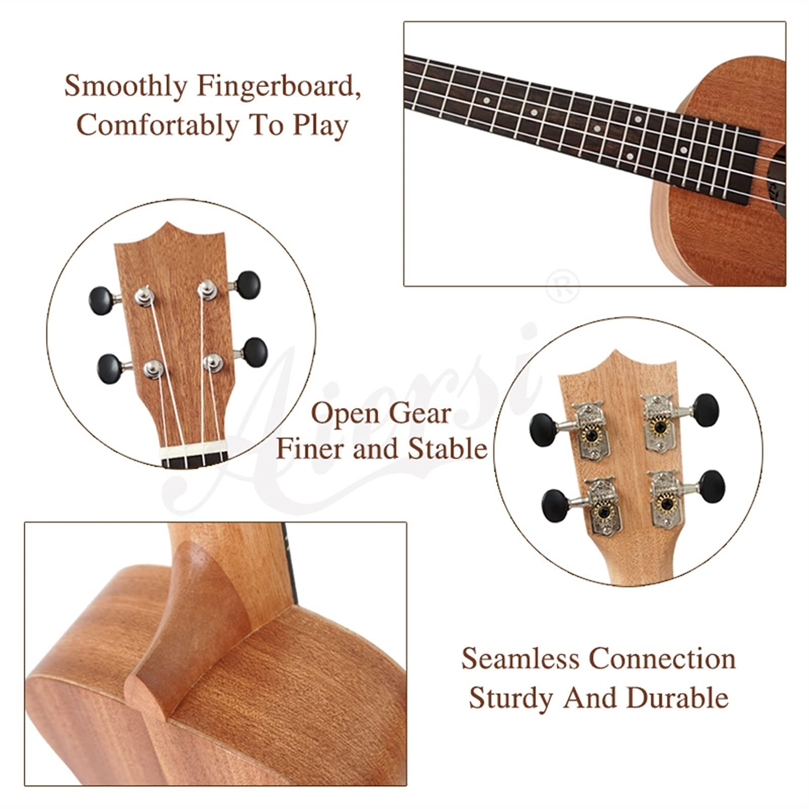 Ukulele Bausatz Konzert-Ukulele Volles Pack 21-Zoll- Ukellele Mahagoni- Sopraner Gecko Ukulele Gitarre-Musical- Geschenke Instrument 4 String Hawaiian Mini Guitarra (Color : Spruce top gecko)
