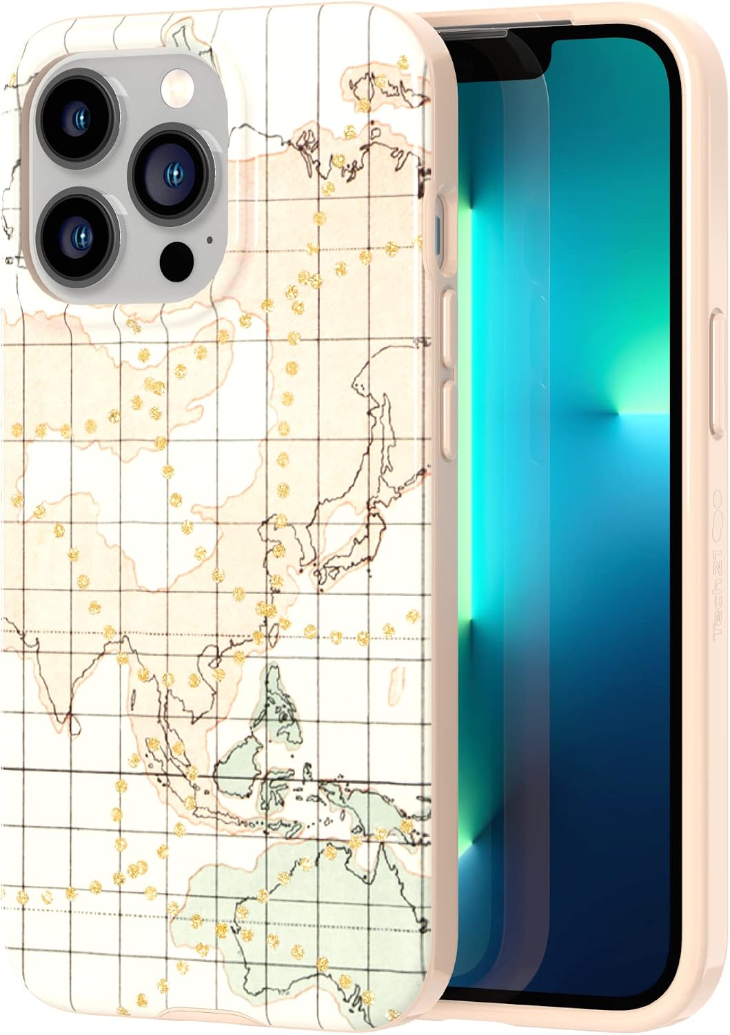 tech21 Evo Art Wanderer's Map for iPhone 13 Pro – Protective Phone Case with Exclusive Artwork and 12ft Multi-Drop Protection
