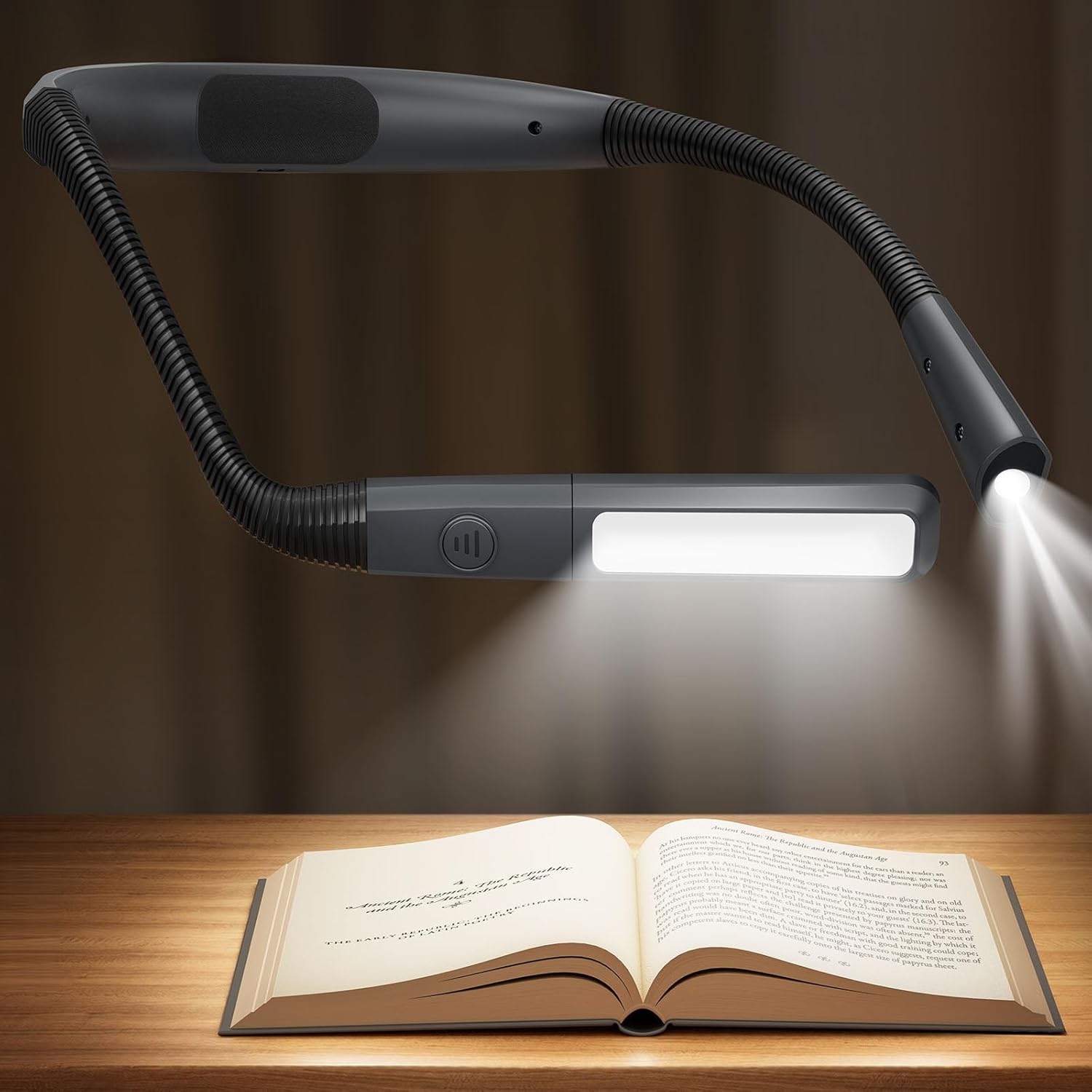 Glocusent Book Light, 100Hrs Long Lasting Rechargeable Reading Light, 5 Colors & Stepless Dimming Neck Light - Perfect Book Lights for Reading at Night, Knitting, Book Lovers Gifts