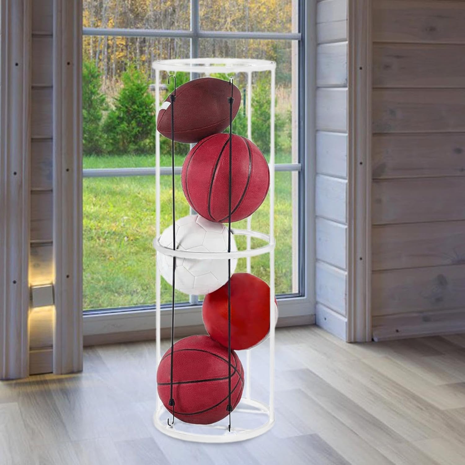 Sports Ball Storage Rack Columnar Vertical Ball Rack Toys Storage Stand Steel Garage Ball Organizer for Kids Room Home