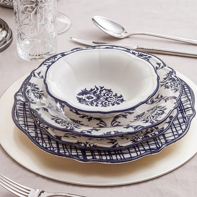 Karaca Maren New V3 24 Piece Porcelain Plate Set for 6 People Porcelain Plate Set, Plate Set, Combination Serving Set Table Service Set Cake Plate, Original Design