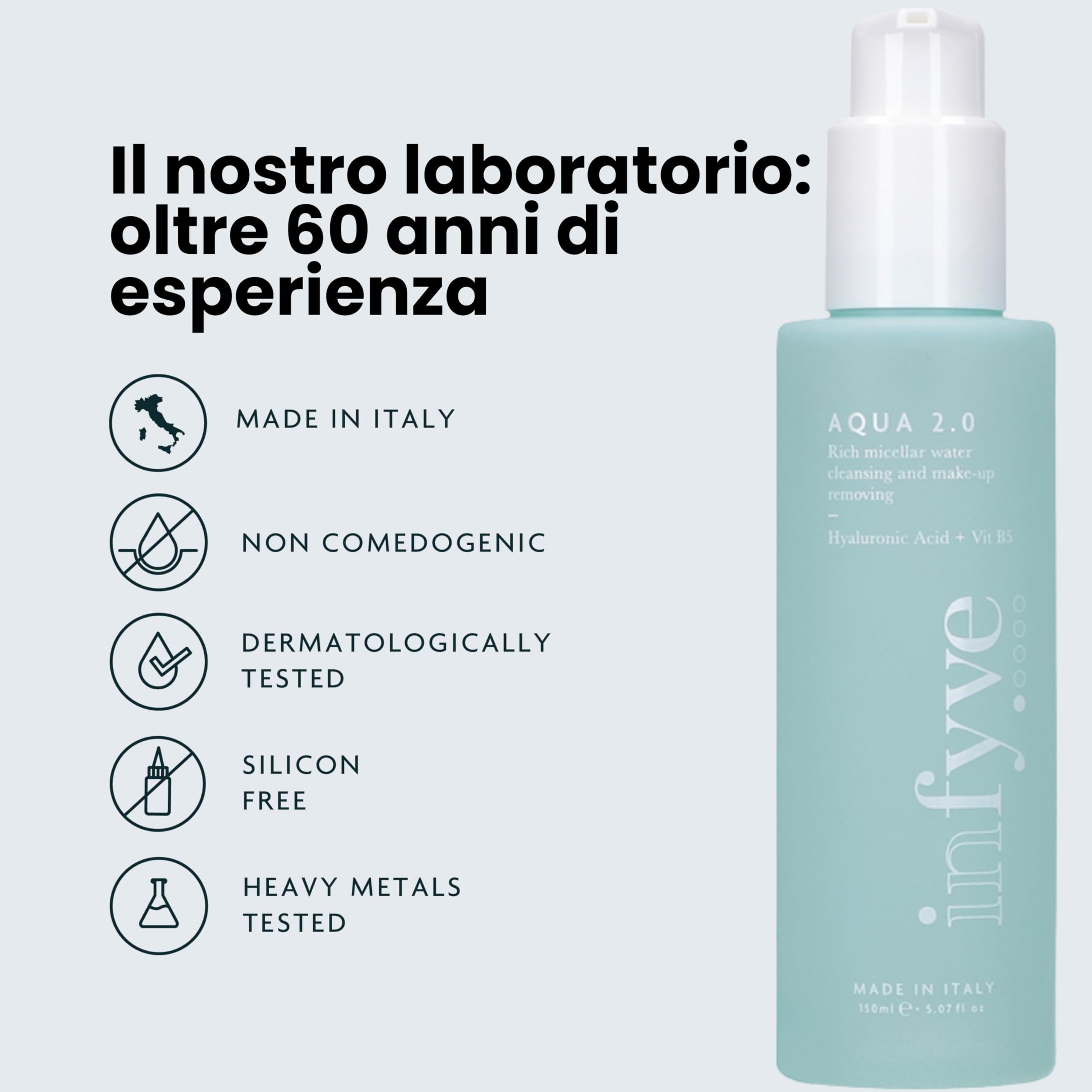 AQUA 2.0 | Acqua Micellare Densa | Struccante e Detergente | Rimuove il Trucco Delicatamente | Arricchita con Acido Ialuronico e Vitamina B5 | Adatta alle Pelli Sensibili
