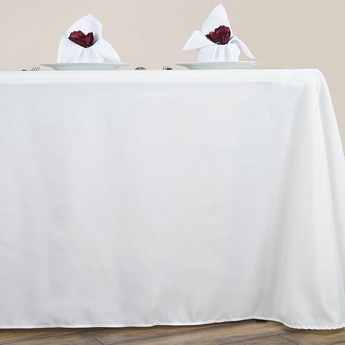 Miniatura 2 de TABLECLOTHSFACTORY Manteles rectangulares de poliéster de esquina redonda 90 "x 156" - Marfil