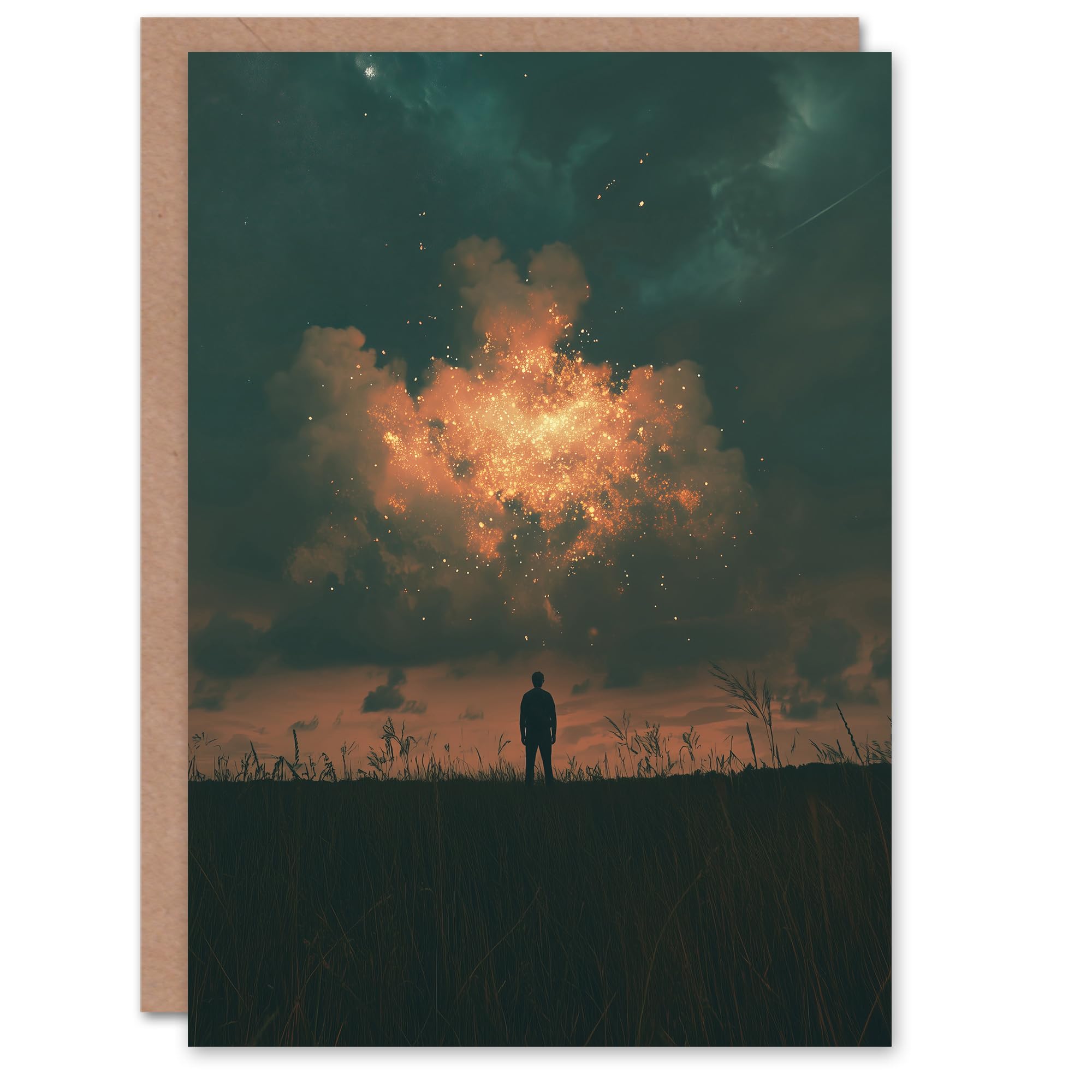 Artery8 Greeting Card Believe in Magic Dreamy Firefly Cloud Magical Sky Blank For Him Or Her Art Birthday Card