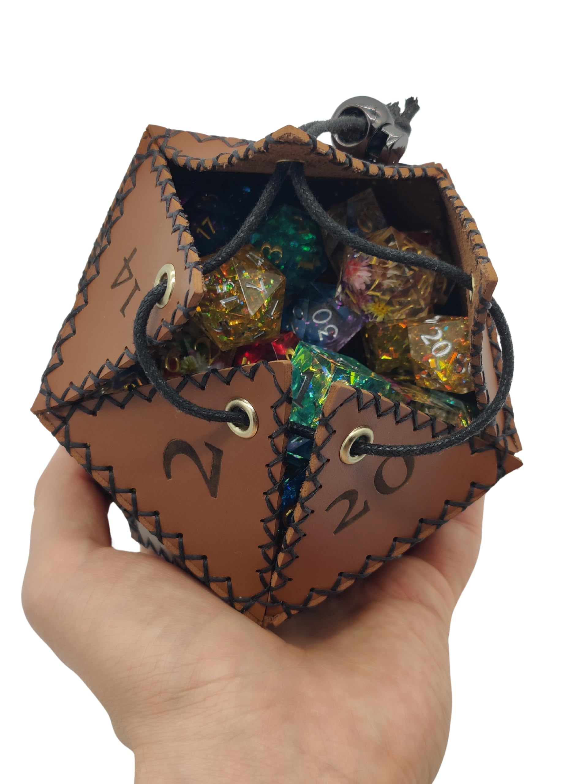 Futhark The Die of Holding - DND Dice Bag Shaped as D20 RPG Dice, DND Accessories Made of PU Leather Dice Bag for RPG & Fantasy - Great DND Gift/Dungeon Master Gift/DM Gift as D&D Accessories