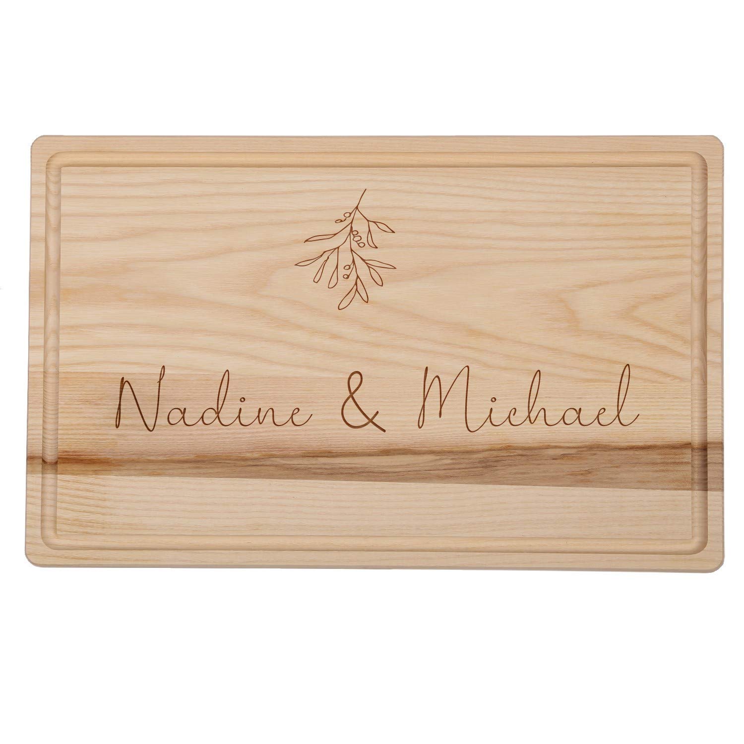 FORYOU24 Holz Schneidebrett hell mit Gravur Motiv 08 - personalisiert mit Wunsch-Namen Küchenbrett graviert als Geschenkidee zur Hochzeit