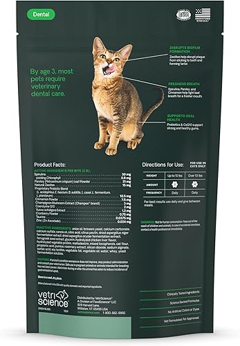 Miniatura 8 de VetriScience Perio Plus Bocaditos de Limpieza Dental para Gatos - Refrescante Avanzado del Aliento para Gatos - Fórmula de Cuidado Dental de Doble