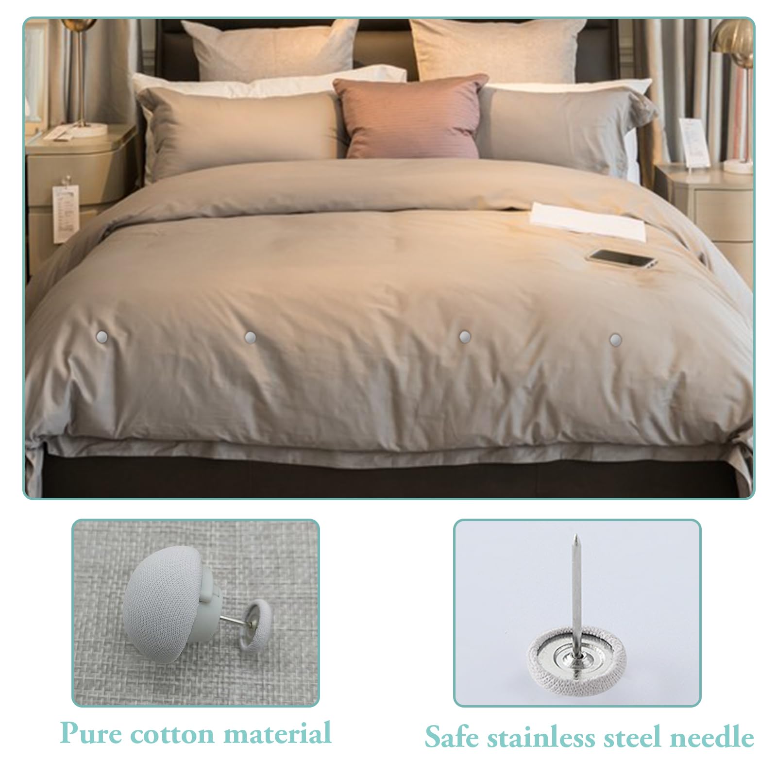 Donmnemb Lot de 20 pinces de couette blanches pour couette à l'intérieur, ensemble d'épingles de couette pour empêcher la couette de bouger, clips de housse de couette pour couette, décoration (gris