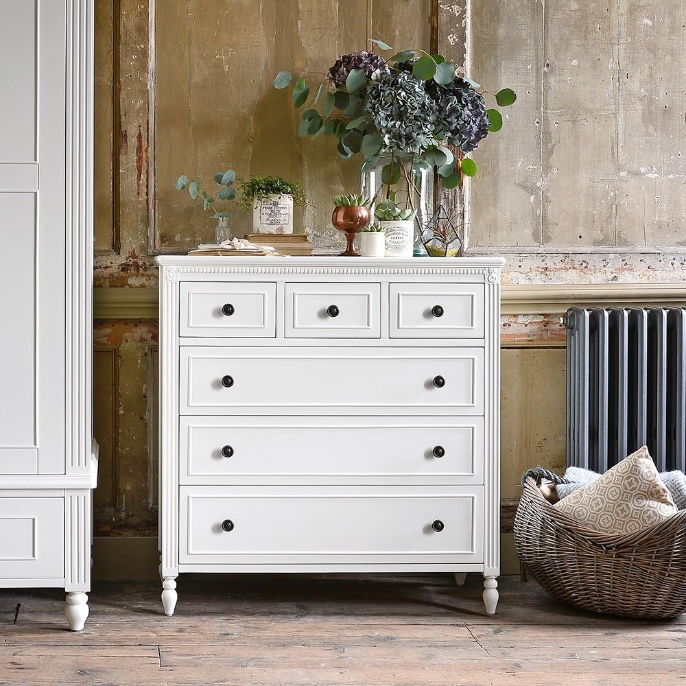 TGF Furniture Store Classic White 6-Drawer Chest – Traditional Wooden Dresser with Decorative Molding and Black Knob Hardware – Elegant Storage Cabinet for Bedroom or Entryway-image-45