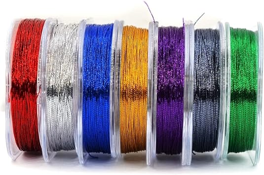 MNFT 7Pcs 50m/ Spool Metallic Guide Wrapping Lines DIY Fishing Line Thread Strong Nylon for Rod Building 7 Colors Rod Building Wrapping Thread
