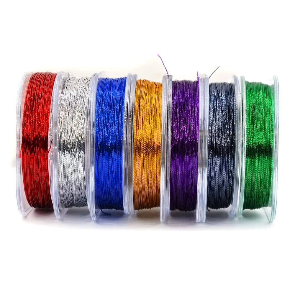 MNFT 7Pcs 50m/ Spool Metallic Guide Wrapping Lines DIY Fishing Line ...