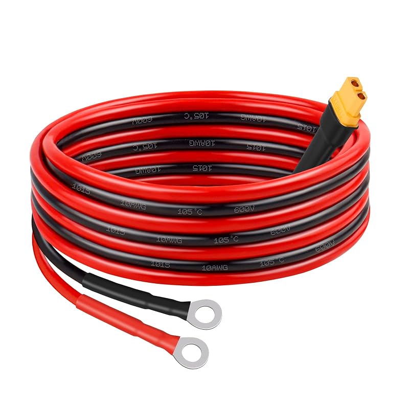 Cabo XT60 fêmea para terminal de anel O, fio 10AWG, 2,44 m, MOOKEERF, 1 unidade