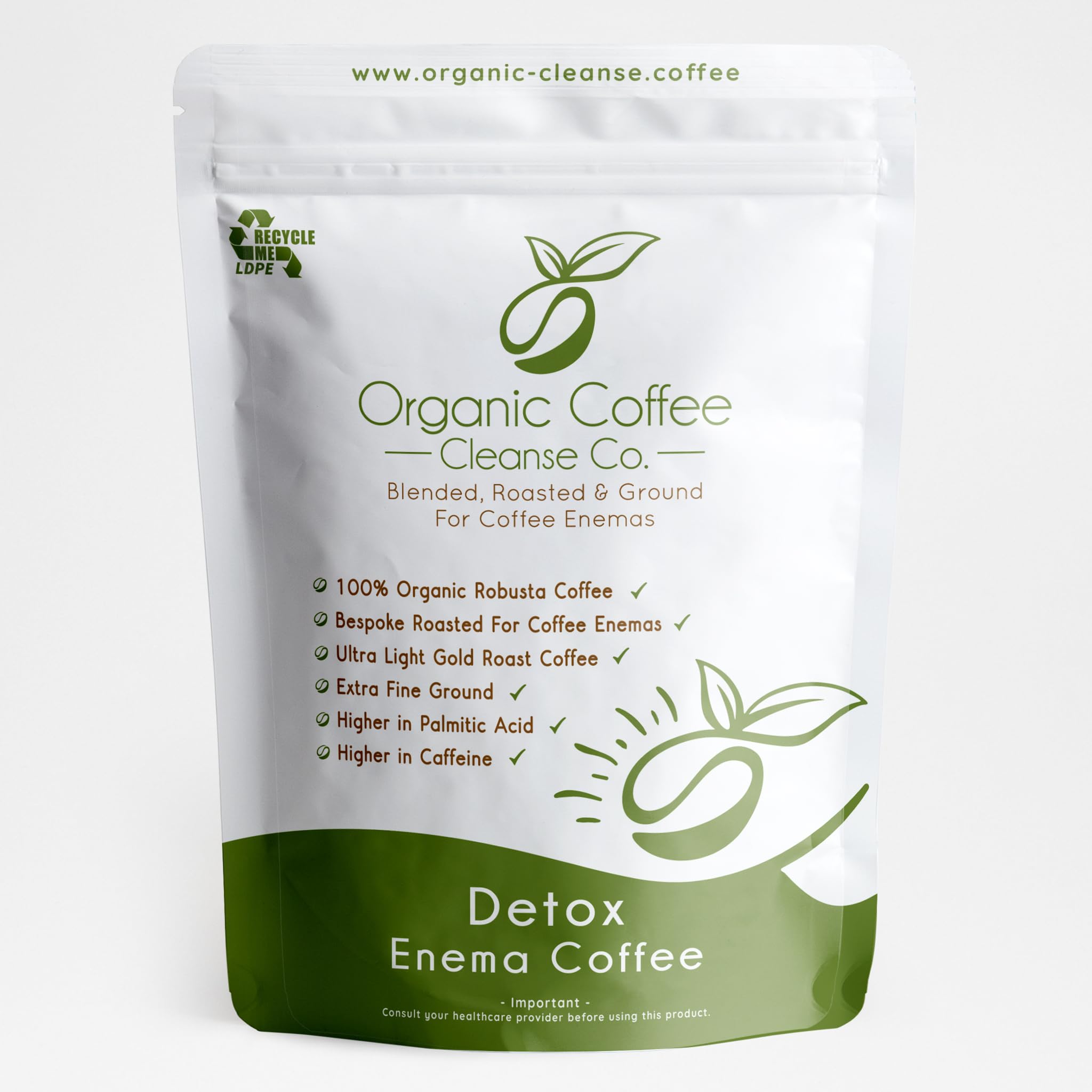 Enema Coffee 1kg, Clistere di caffè, miscelato, 100% robusta e 100% biologico, Caffè Macinato
