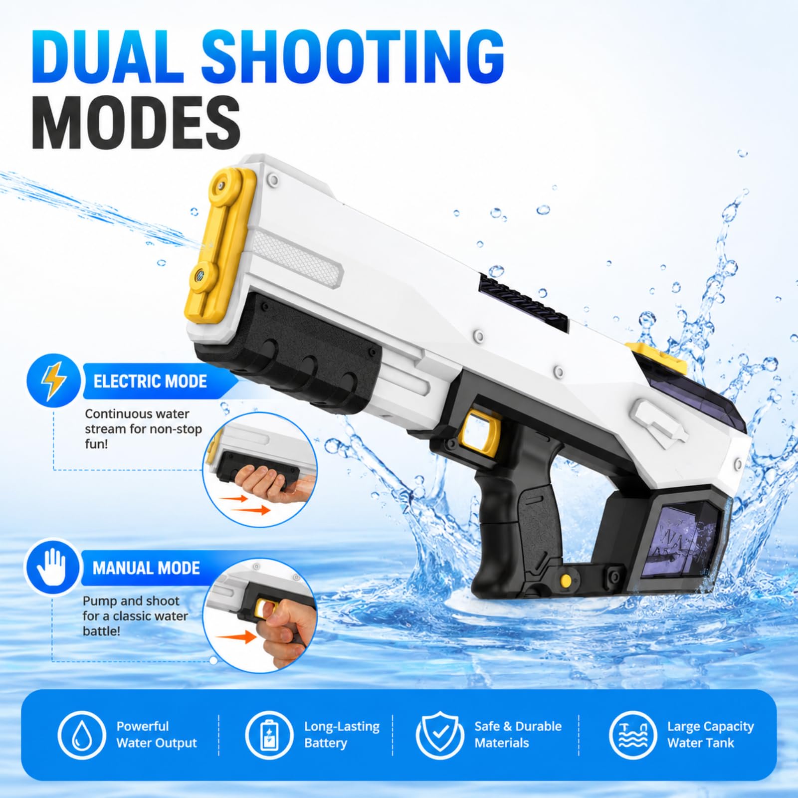 Pistola ad acqua elettrica,Self-Priming Water Guns, Water Gun with Lights and Sound Effects, Adult Water Gun, Gifts for Kids Birthday Gifts Beach Toys