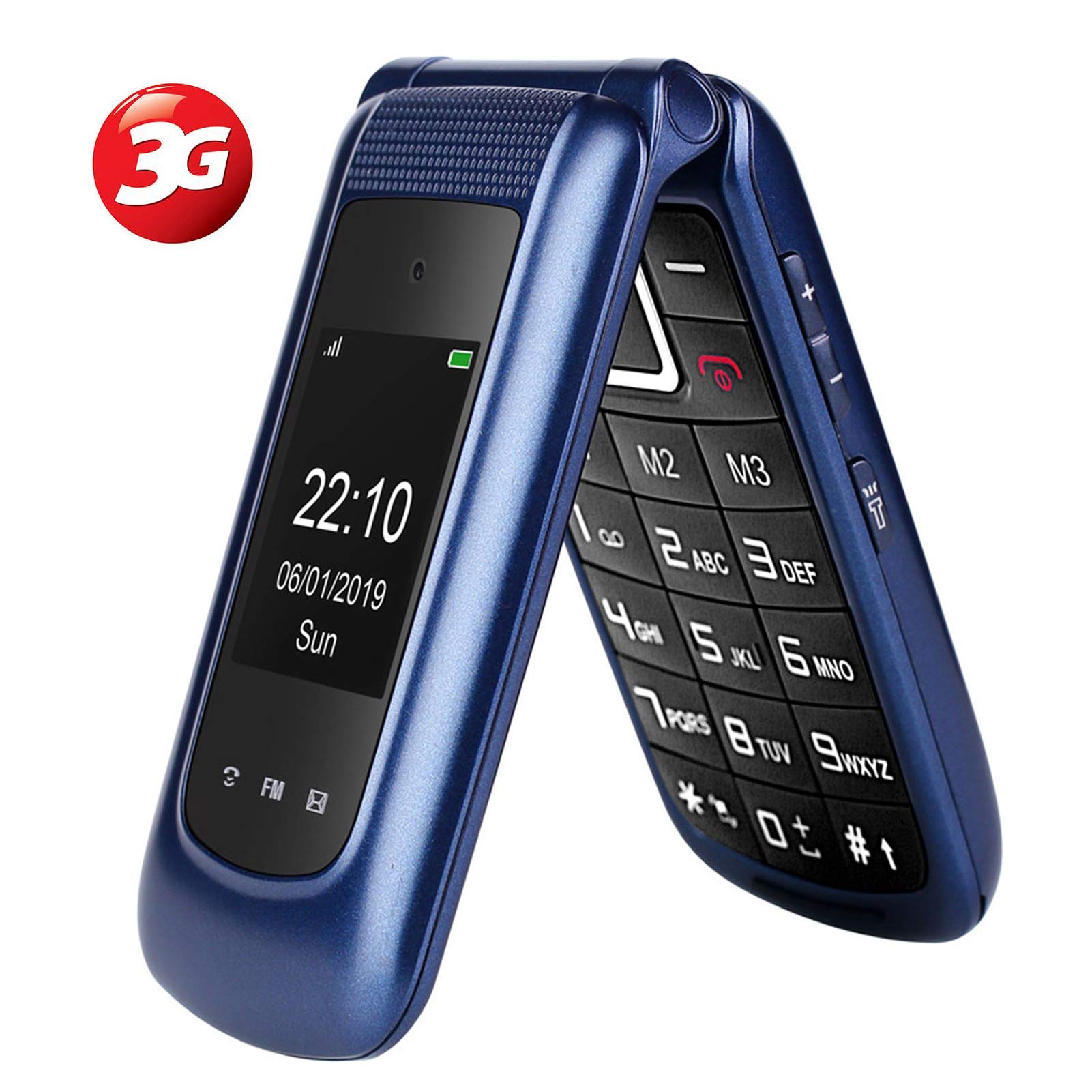 3G Flip Phone Sim Free Clamshell Mobile Phone Unlocked Loud Speaker Big