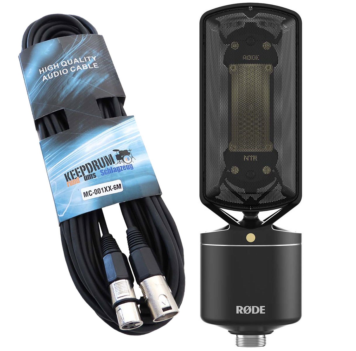 Rode NTR - Microfono a nastro, con cavo microfono Keepdrum da 6 m, XLR