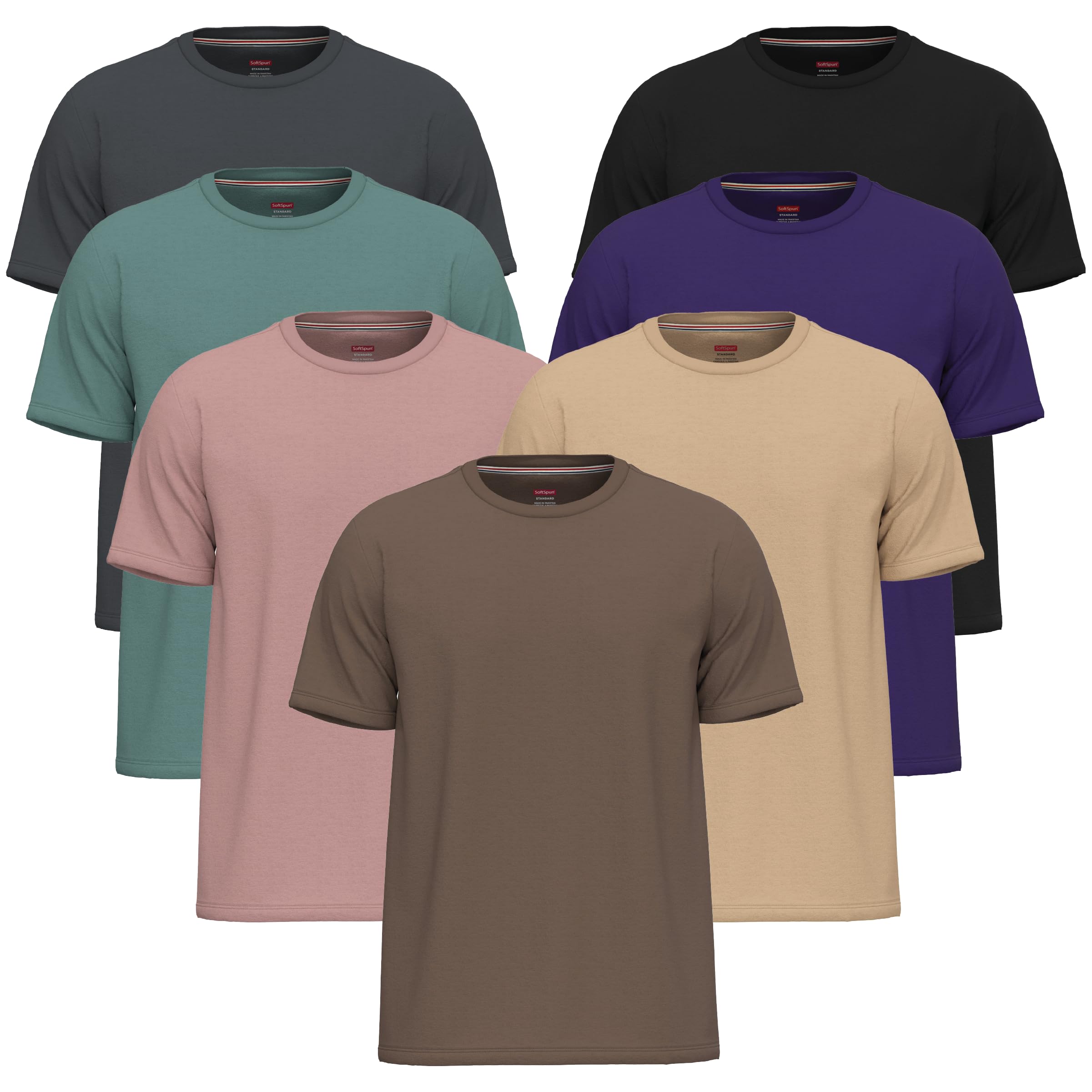 SoftSpun 7 Pack Mens Large Tshirts – Cotton Mens Tshirts, Mens Fashion T Shirts, White Lightweight Short Sleeve Tee