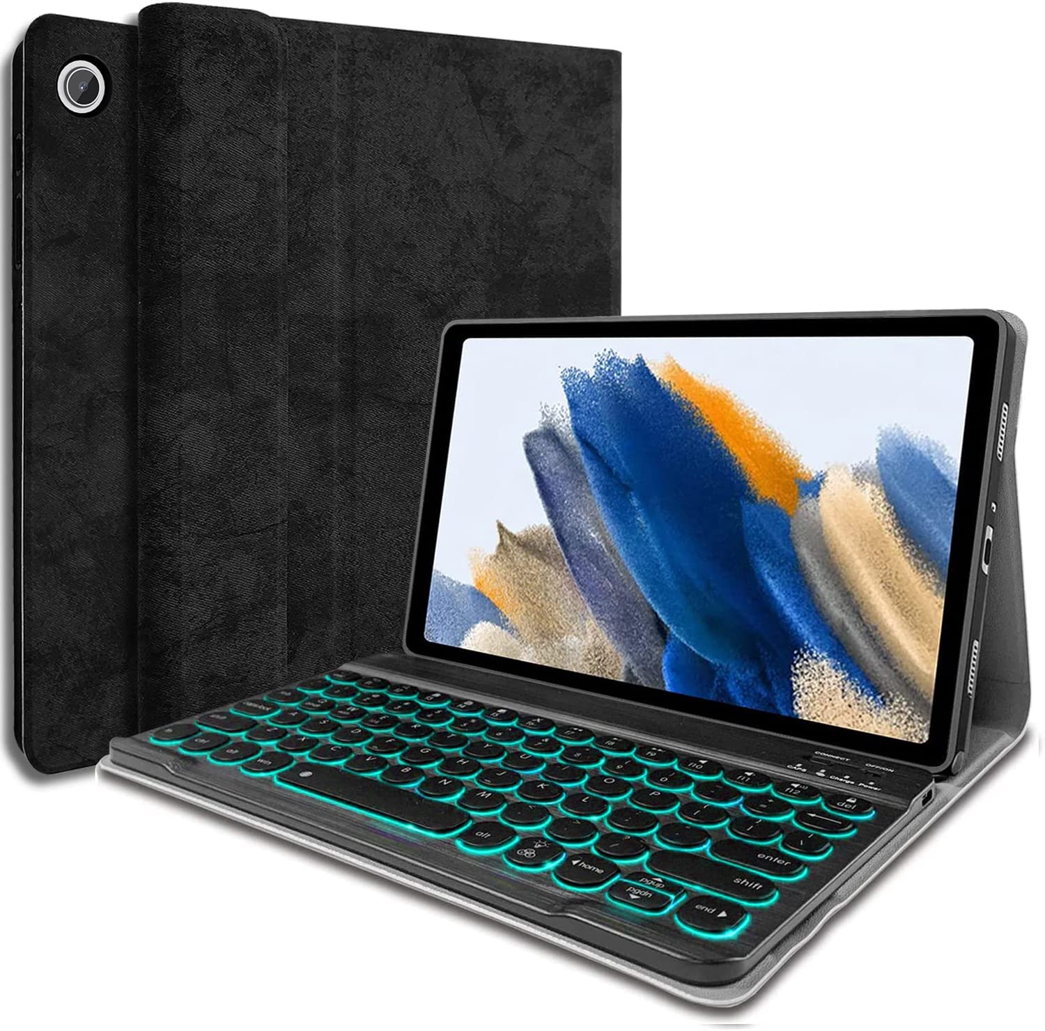 Wineecy UK Layout Backlit Keyboard Case for Samsung Galaxy Tab A8 10.5 inch 2022 Model SM-X200/X205/X207, Slim Stand Cover with Magnetically Detachable Wireless Keyboard (Black)