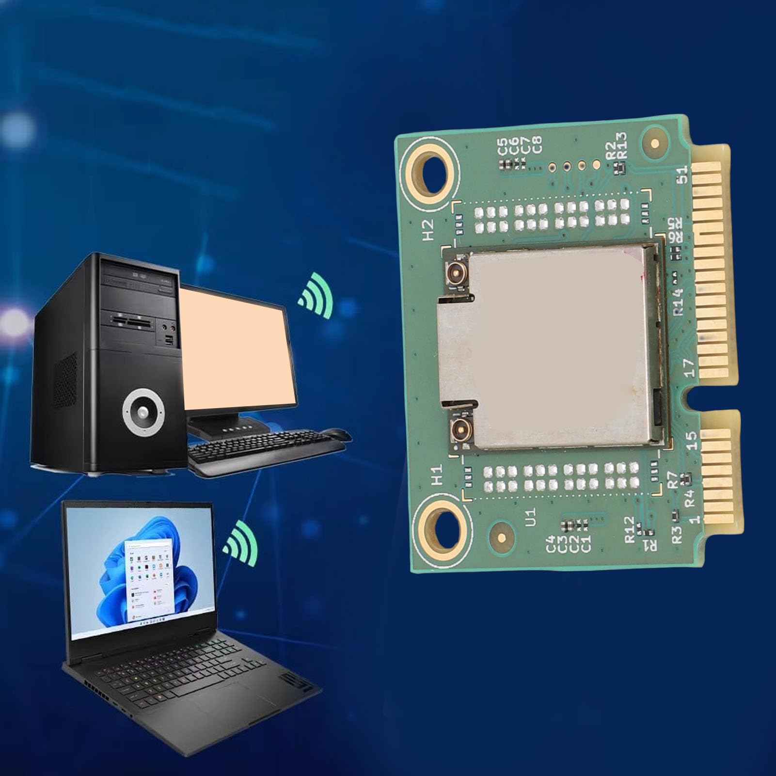 Scheda Wireless MT7925 WiFi 7 Mini PCIe, Adattatore di Rete Tri-Band 5400Mbps con Bluetooth 5.3, WPA4, OFDMA MU MIMO, per PC Laptop 10/11