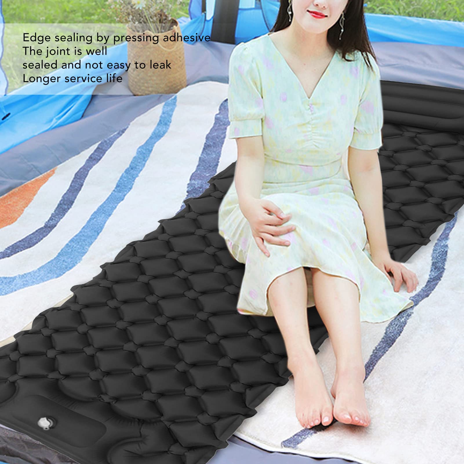 Sleeping Pad for Camping, Camping Sleeping Pad, Ultralight Inflatable Sleeping Mat with Built in Foot Pump & Pillow, Upgraded Compact Camping Air Mattress for Camping, Backpacking (Dark Gray)