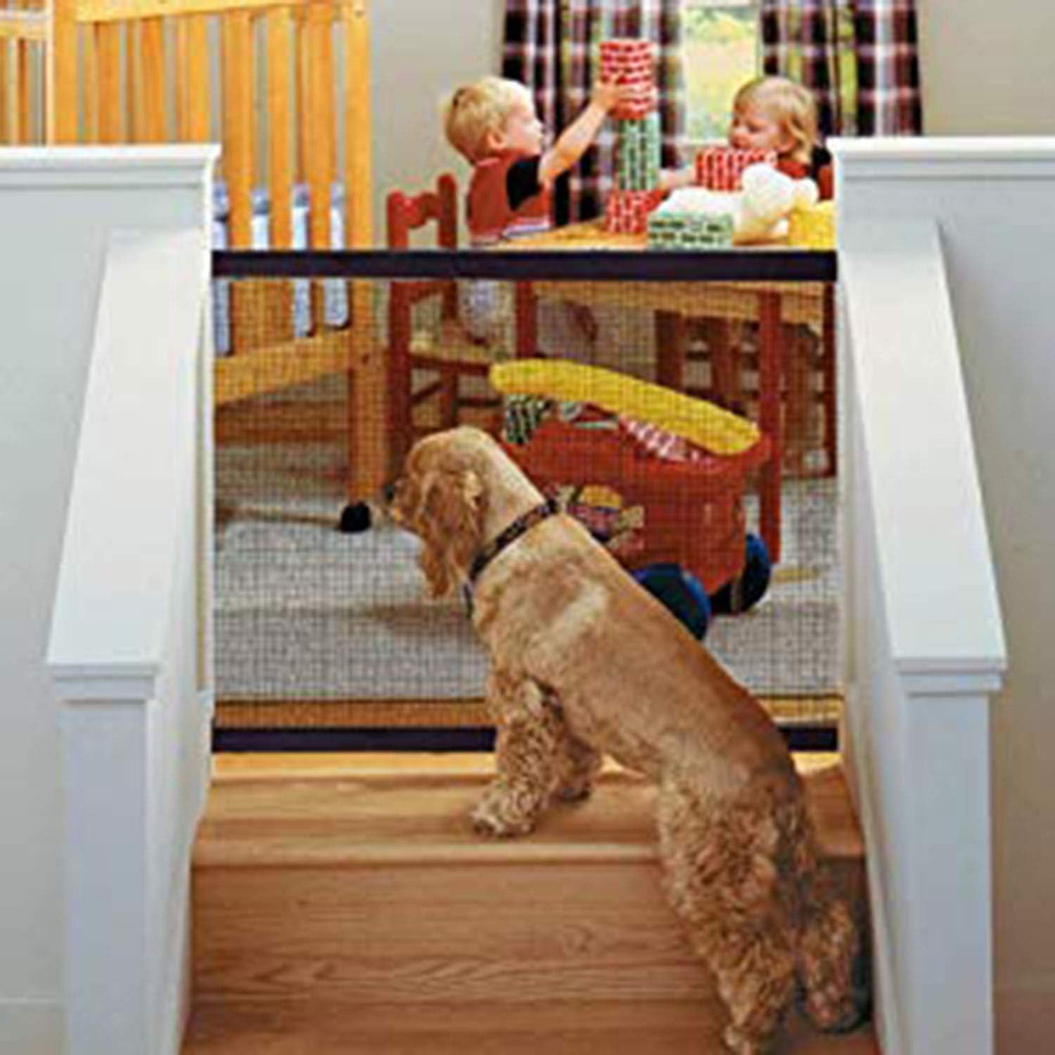 Magic Gate for Dogs, Pet Gate Dog Mesh Gate Safety Guard Gate for Stairs, Outdoor and Doorways Pet Isolation Net Safety Fence Install Anywhere, As Seen As On TV