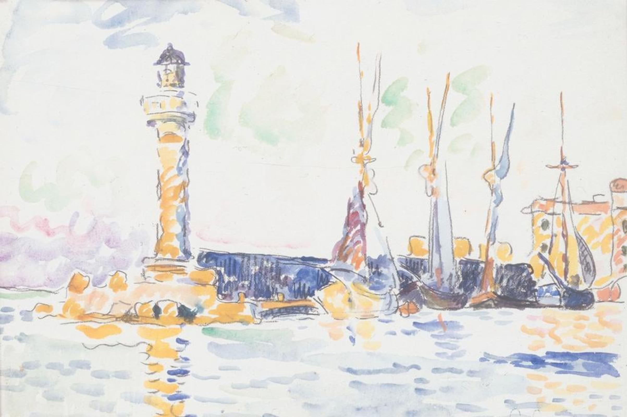 SERENDIPITP Abstract Painting Mural Print Picture Wall Decor Painting Lighthouse by Paul Signac Vintage Wall Artwork for Home Decor 60x90cm