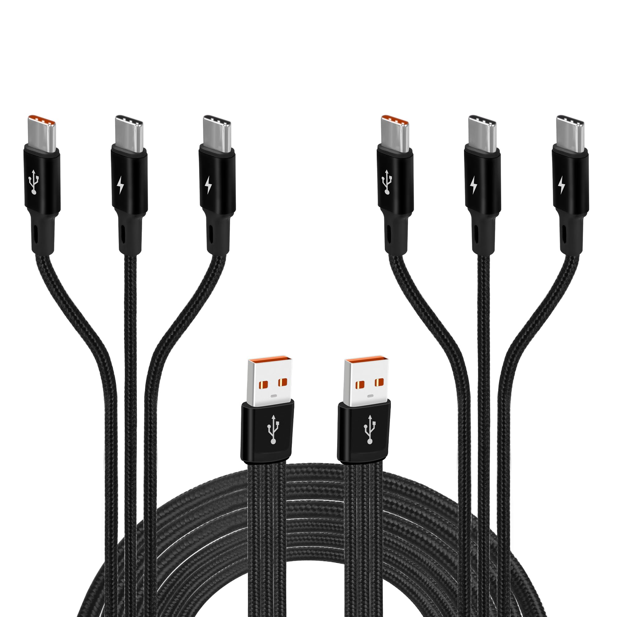 GELRHONR Short USB C Splitter Multi Charging Cable, USB C Male To 4 Type-C Male Charge Cable, 4 In 1 Charging Cord Compatible With Mobile/Android And More (Black-0.5m-4C