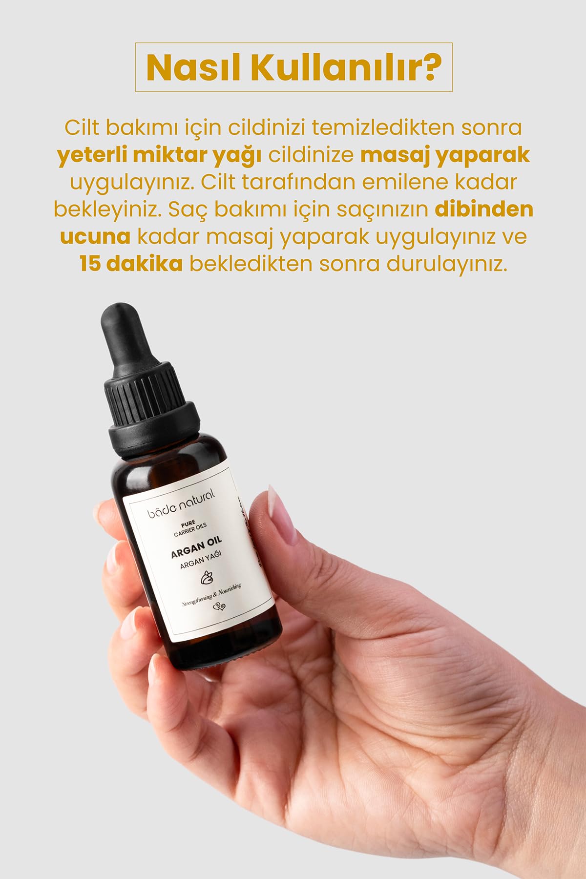 Bade Natural Argan Yağı Soğuk Sıkım%100 Saf 30 ml