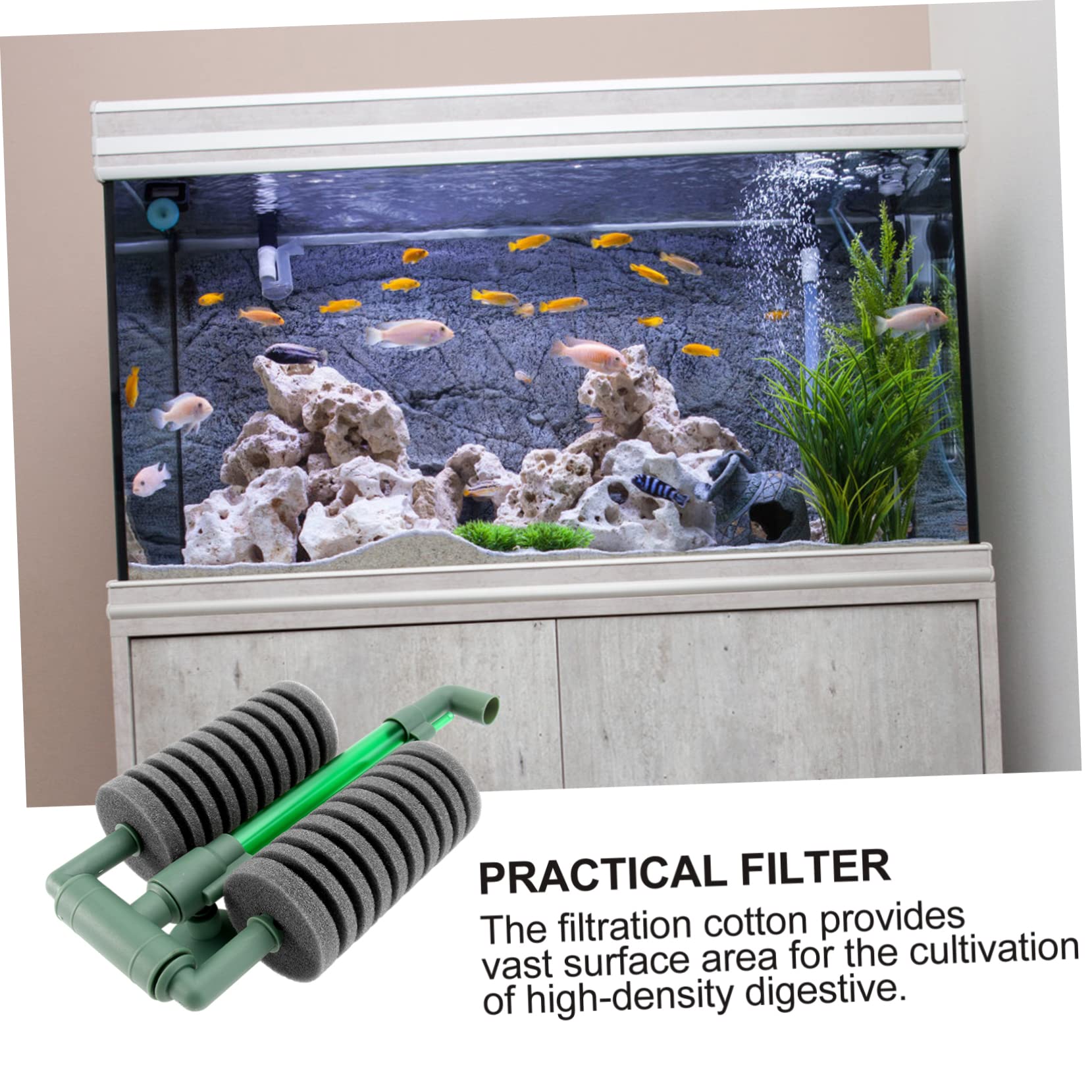 POPETPOP 3stücke Biochemischer Aquarienfilter Mit Doppel-Schwamm Leise Wasserpumpe Für Belüftung Im Aquarium Geeignet Für Fisch Und Schildkrötenbecken