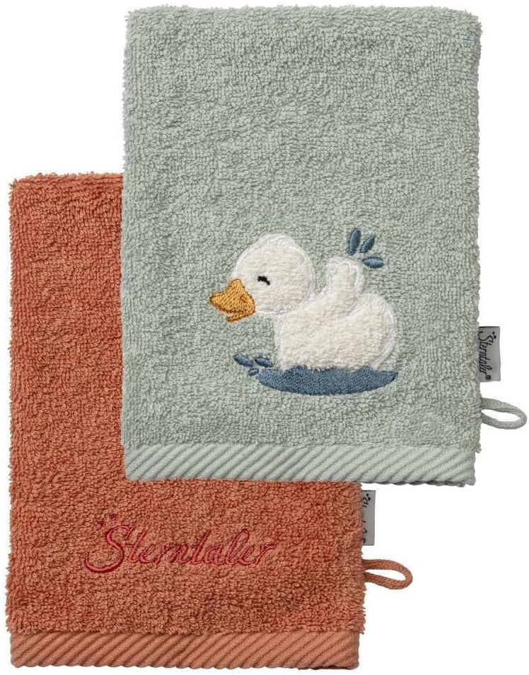 Sterntaler 2 x Terry Edda Lou Duck Bath Mitts with Embroidery and Logo,