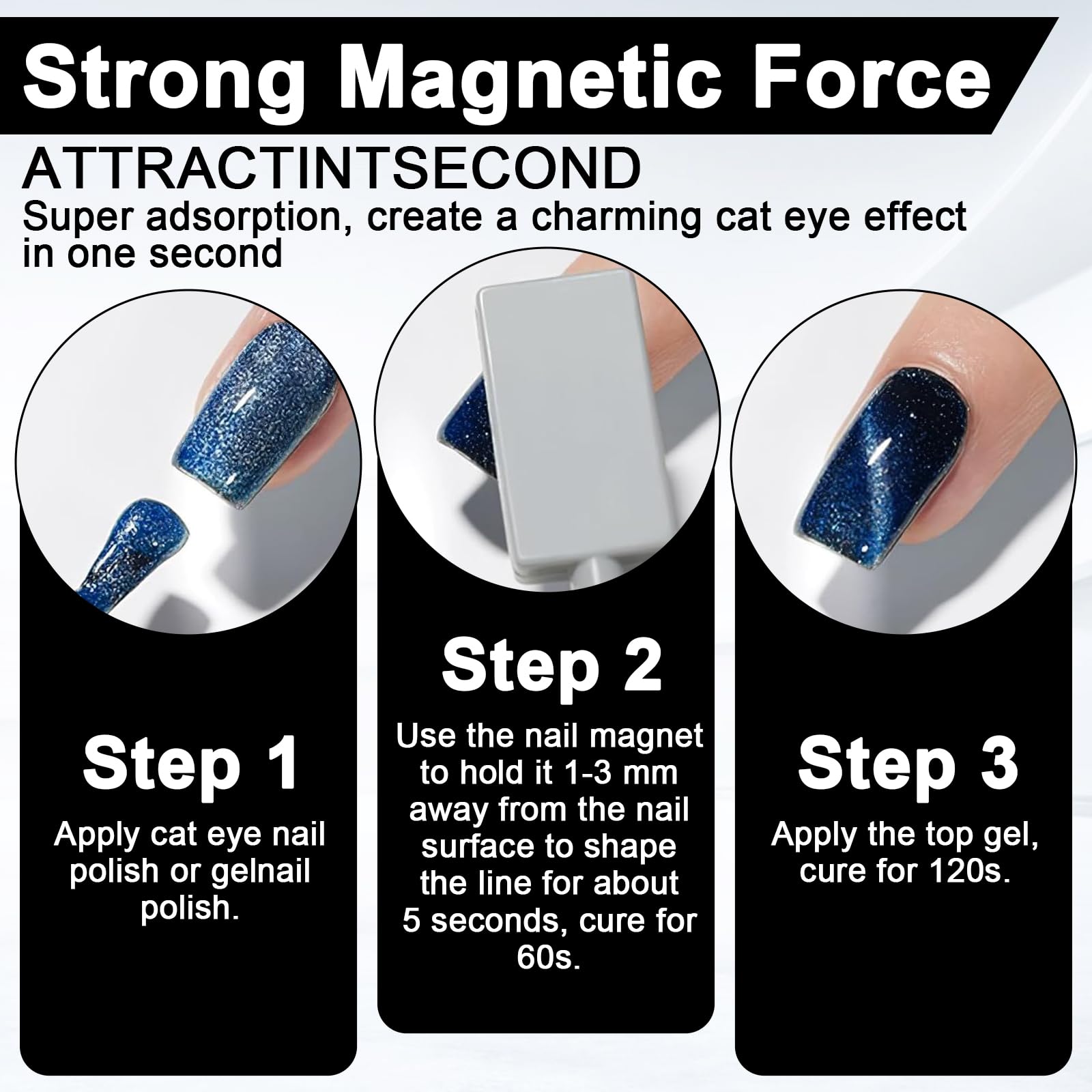 10 PCS Cat Eye Magnet,Double-Headed Nail Magnet Cat Eye Magnet for Nails with Strong Magnetic Attraction UV Gel Polish Cat-Eye Effect Suitable for Home Manicure DIY Salon - Image 4