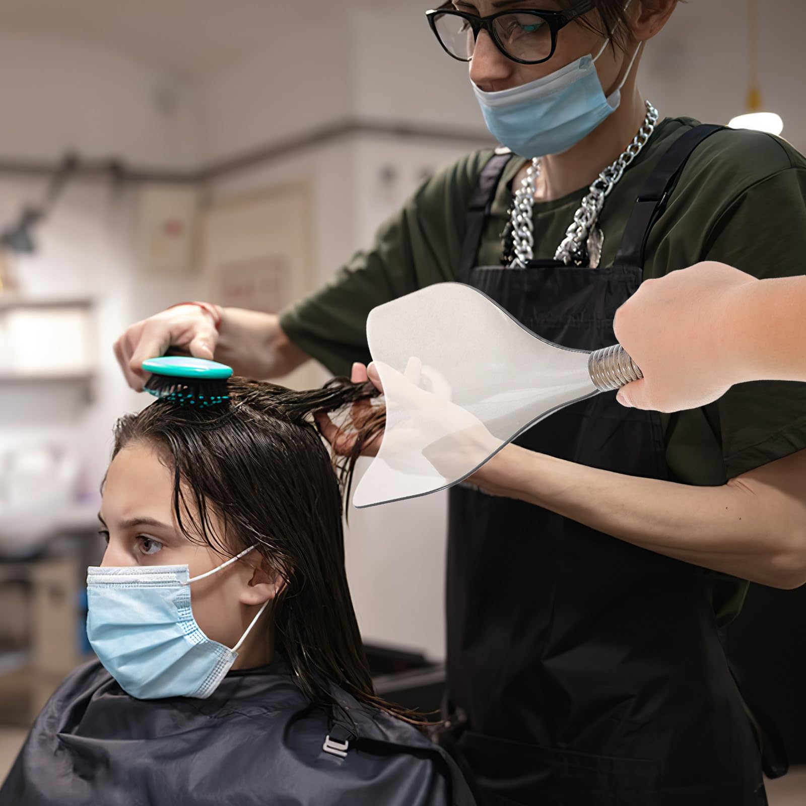 Luxshiny 2 Stück pack Haarspray Gesichtsschutz aus Pet mit Griff Multifunktional und Atmungsaktiv für Friseursalons und Haarpflegebehandlungen