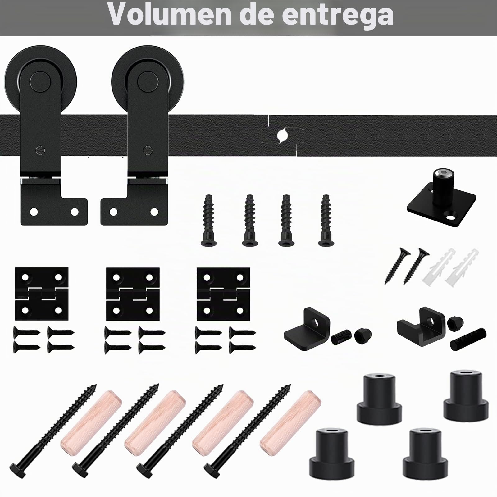 WOLFBIRD 1.5M/5FT Bi-Folding Herraje para Puerta Corredera Kit de Accesorios para Puertas Correderas Plegable Kit Para Aberturas de Puerta de 120-130cm