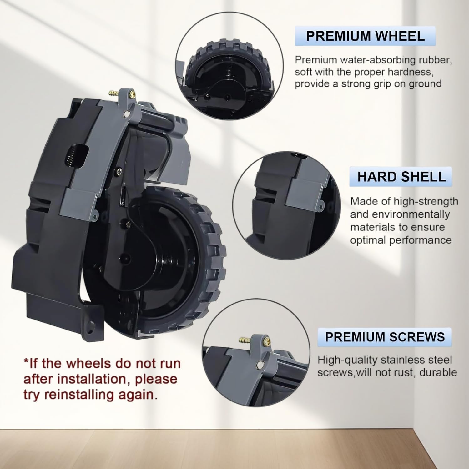 GIB Left & Right Drive Wheel Module Pair Compatible with iRobot Roomba i7 i7+ i8 i3 i6+/Plus E5 E6 E7 J7 J7+ J6+ Series Vacuum Cleaner Replacement Parts [Upgraded, Lower Noise]