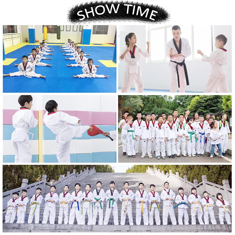 Uniforme de Taekwondo Niñas con Cinturón Traje de Taekwondo Profesional para Karate Judo Entrenamiento