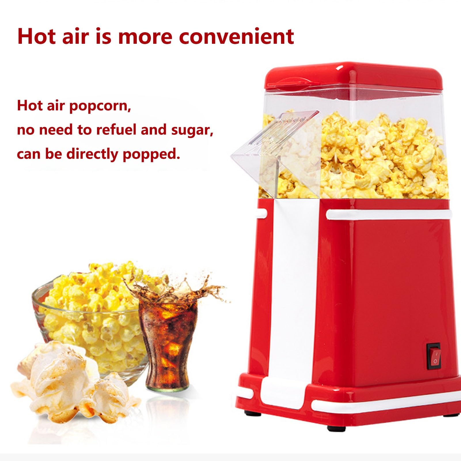 Macchina per Popcorn Ad Aria Calda Popcorn Elettrico per Mescolare Popcorn Sano Senza Olio Alto Tasso Scoppiettante Ottimo per Organizzare Feste A Casa E Guardare Film con La Famiglia(B)