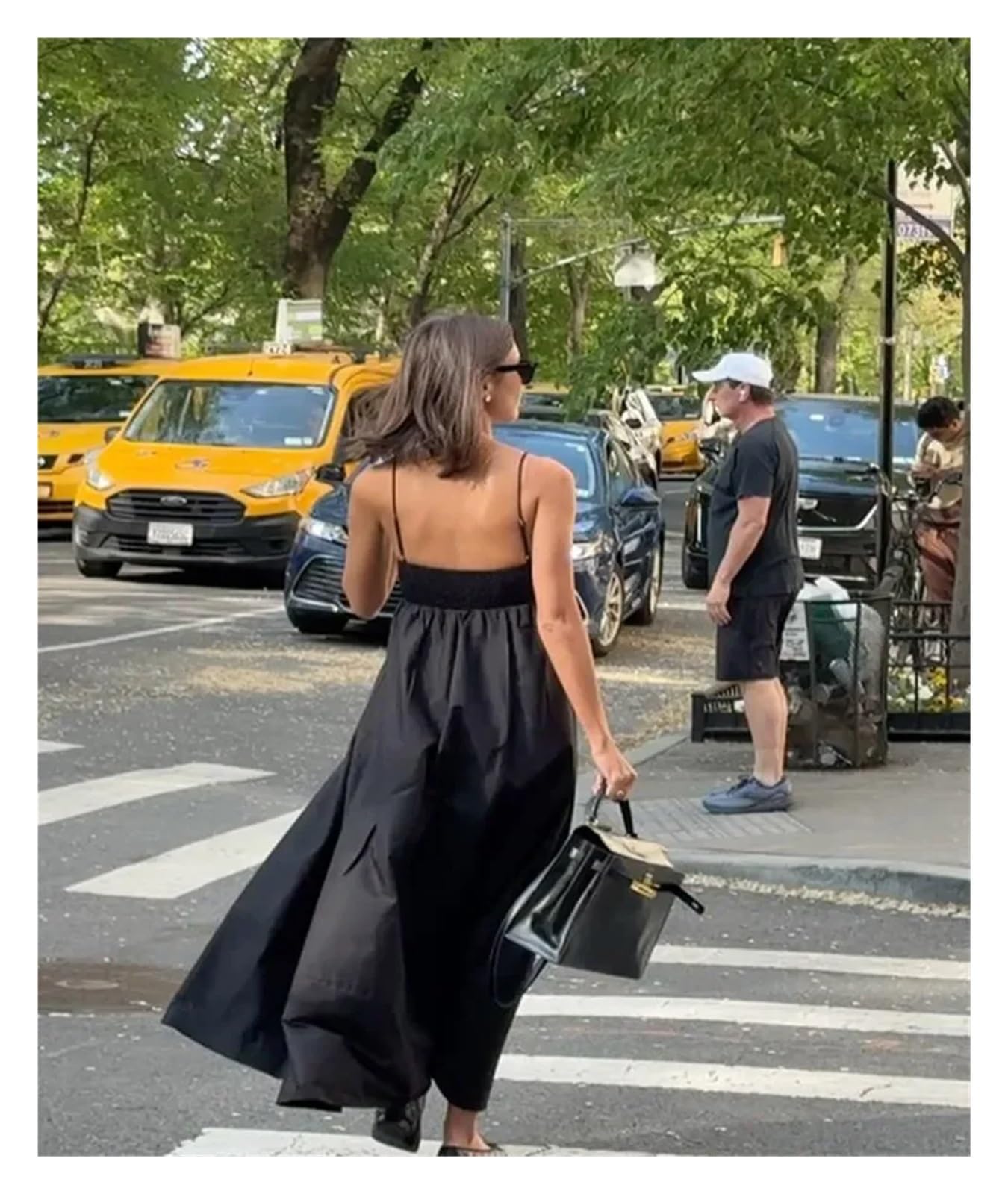 Fond De Robe Femme Robe longue noire dos nu à bretelles for femme, décontractée, ample, col carré, taille haute