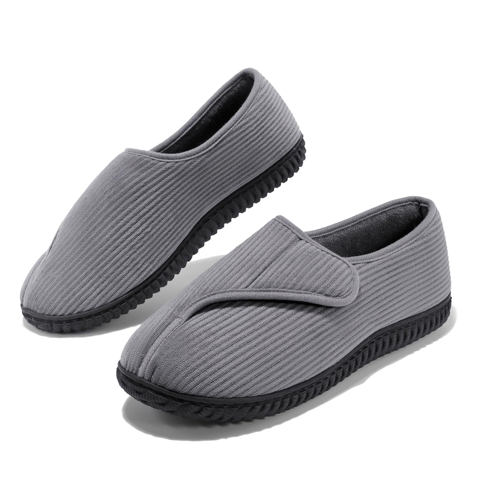 Git-up Pantofole da casa per Uomo Confortevole e Antiscivolo Calde Ciabatte con Soletta Memory Foam Pantofole Regolabili diabetiche per Edema Piedi, Grigio 9