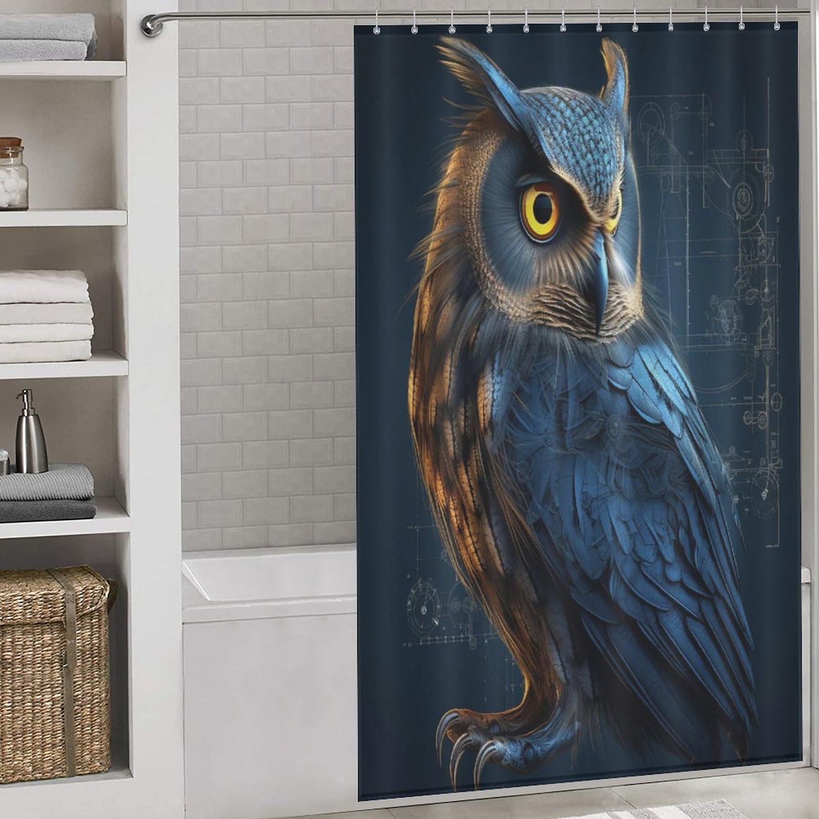 Rideau de douche hibou anti éclaboussures pour remplacer le plastique usé
