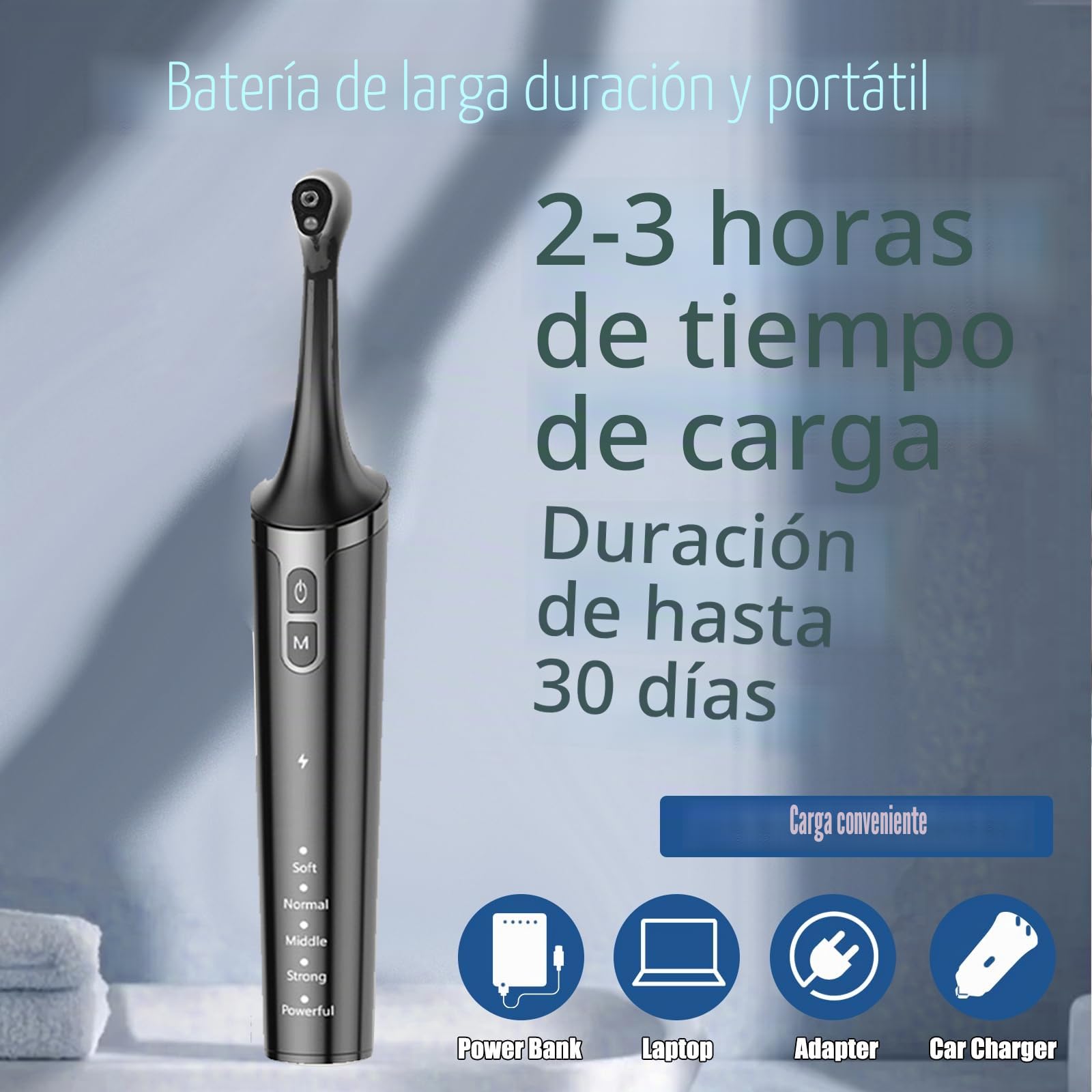 Pulidora de dientes eléctrica para eliminar manchas de placa con 6 cabezales - Quitamanchas dentales para blanquear los dientes amarillos