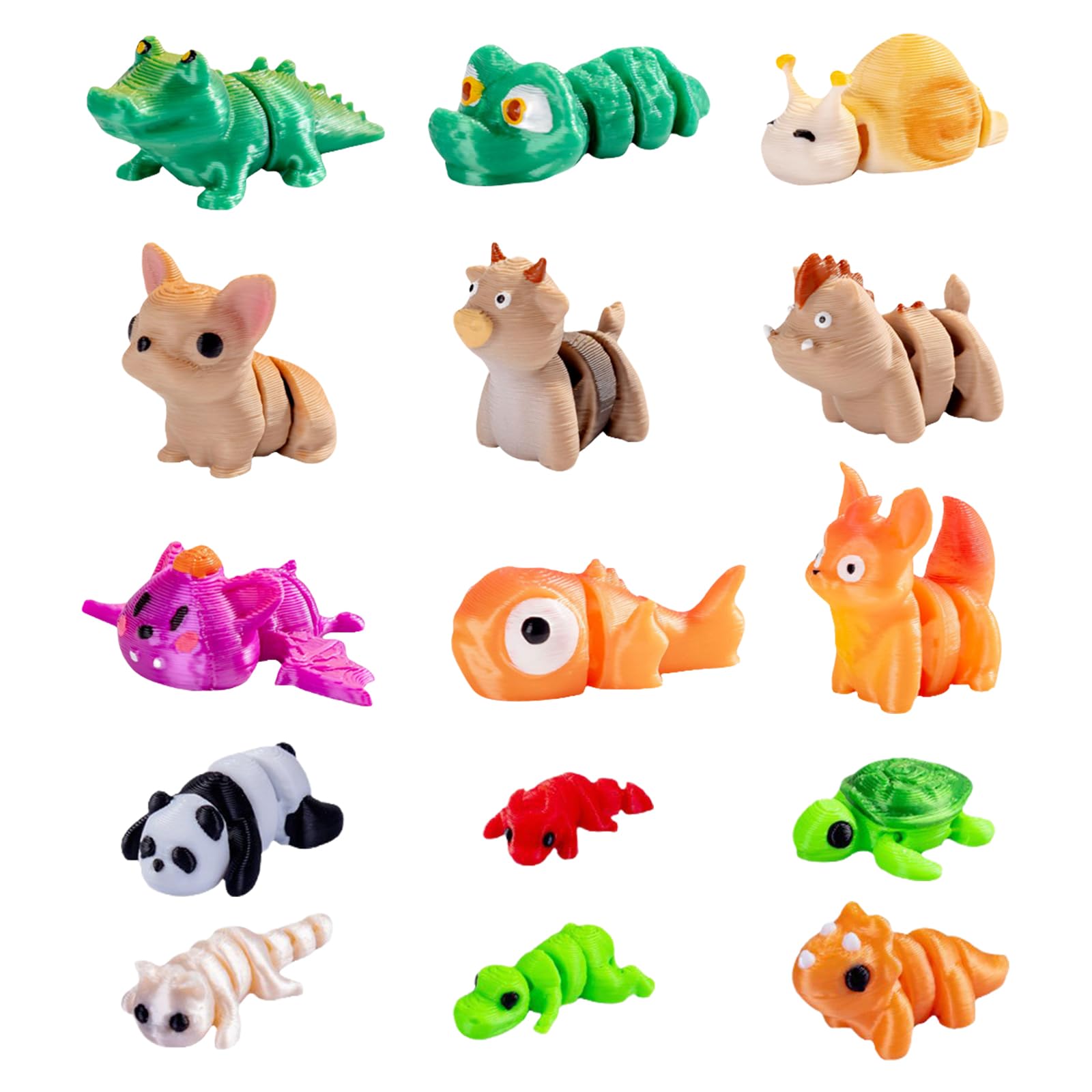 Cosiesnest 16 PCS 3D Printed Animals with Movable Joints, Mini Articulated 3D Printed Fidget Toys Set for Home and Office Desk Decoration, Animal Figures Collection