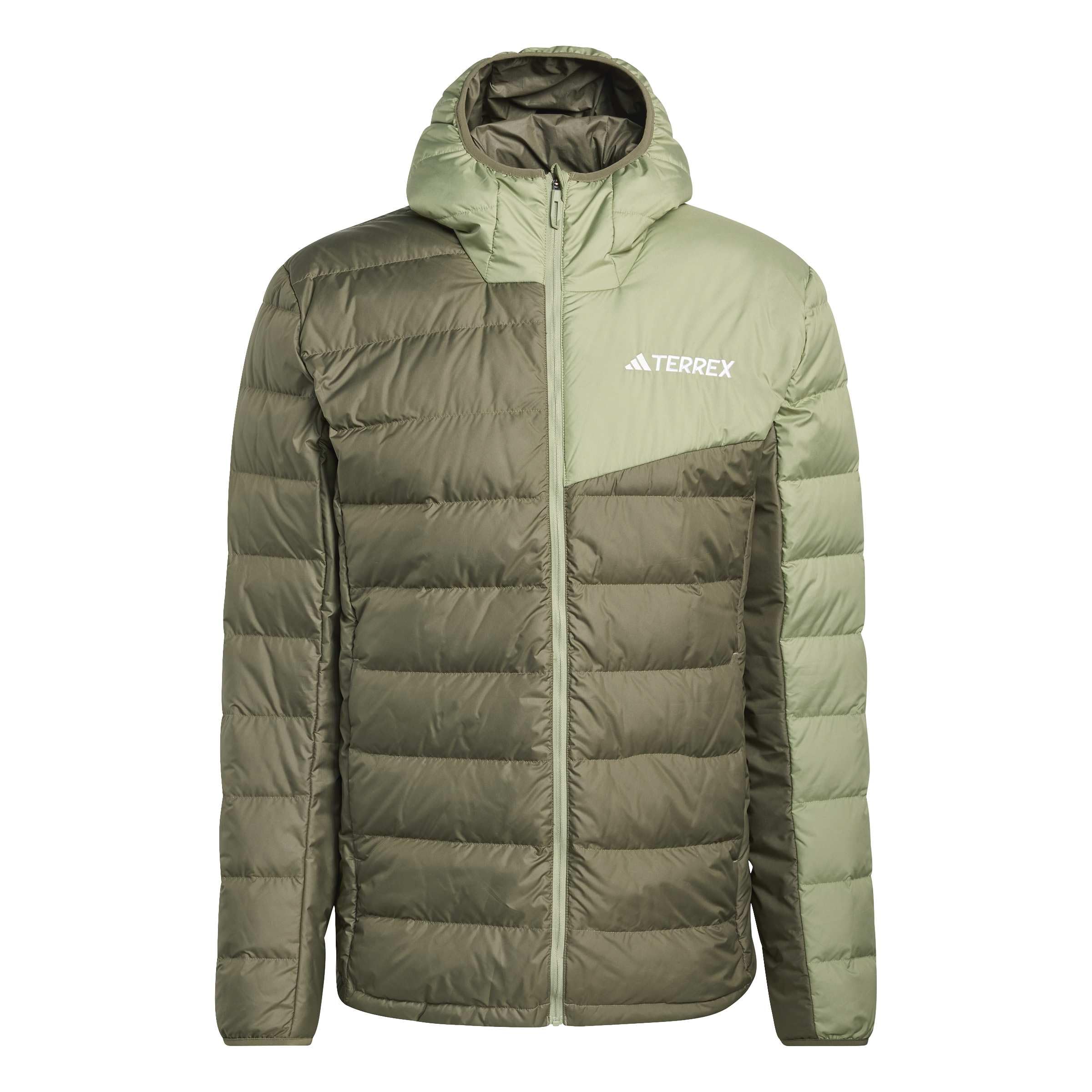 adidas Men's Terrex Multi Light Down CLIMAWARM Hooded Jacket, olive strata/tent green, S