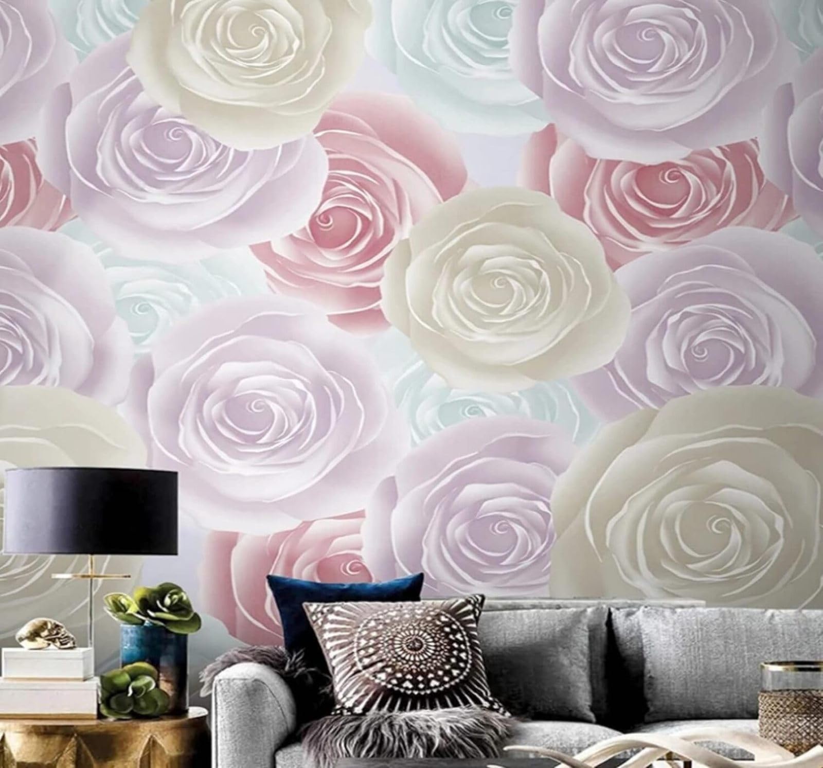 XLMING Minimalist Beautiful Romantic Colourful Roses 3D Wallpaper Luxury Home Dining Decor Paste Sofa Living Room The Wall for Bedroom Mural-430cm×300cm
